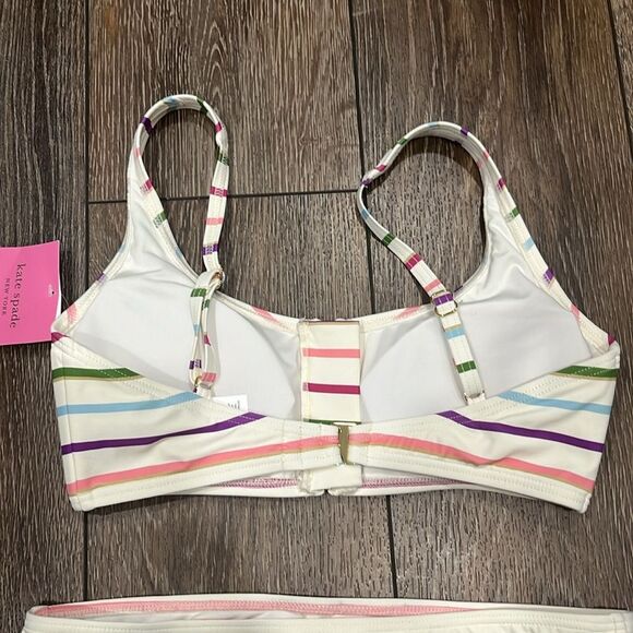 KATE SPADE (NWT) Zip Front Bikini Top & Bottoms, Party Stripe, Size XS - Picture 6 of 10